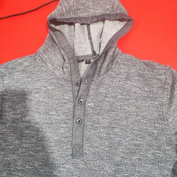 Burnside blue 1/4 button up hoodie with kangaroo pocket men's size M - Picture 2 of 7